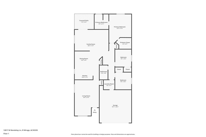 1,930/Mo, 12817 W Mandalay Ln El Mirage, AZ 85335 Floor Plan View