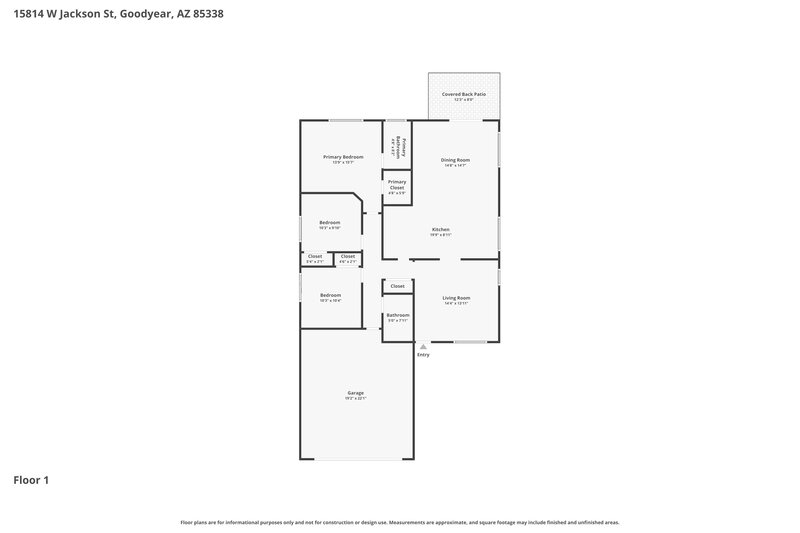 1,880/Mo, 15814 W Jackson Street Goodyear, AZ 85338 Floor Plan View