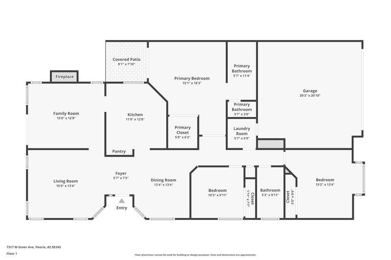 2,135/Mo, 7317 W Greer Ave Peoria, AZ 85345 Floor Plan View