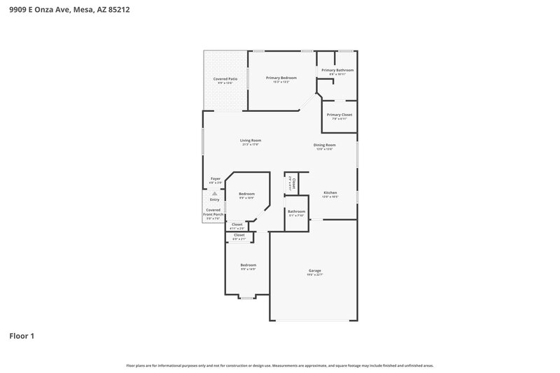 2,275/Mo, 9909 E Onza Ave Mesa, AZ 85212 Floor Plan View