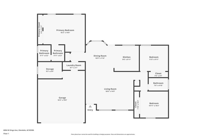 1,885/Mo, 6004 W Kings Ave Glendale, AZ 85306 Floor Plan View