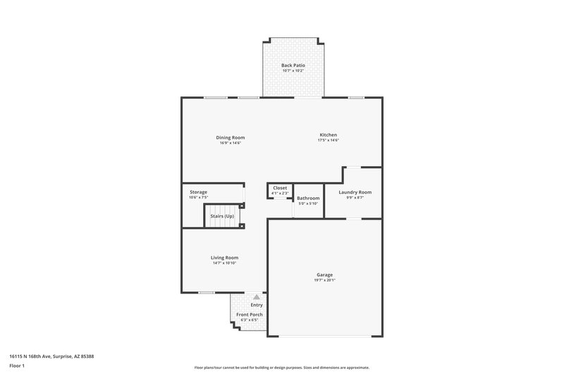 1,840/Mo, 16115 N 168th Ave Surprise, AZ 85388 Floor Plan View