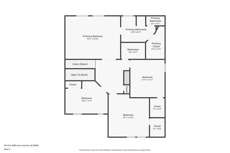 1,840/Mo, 16115 N 168th Ave Surprise, AZ 85388 Floor Plan View 2