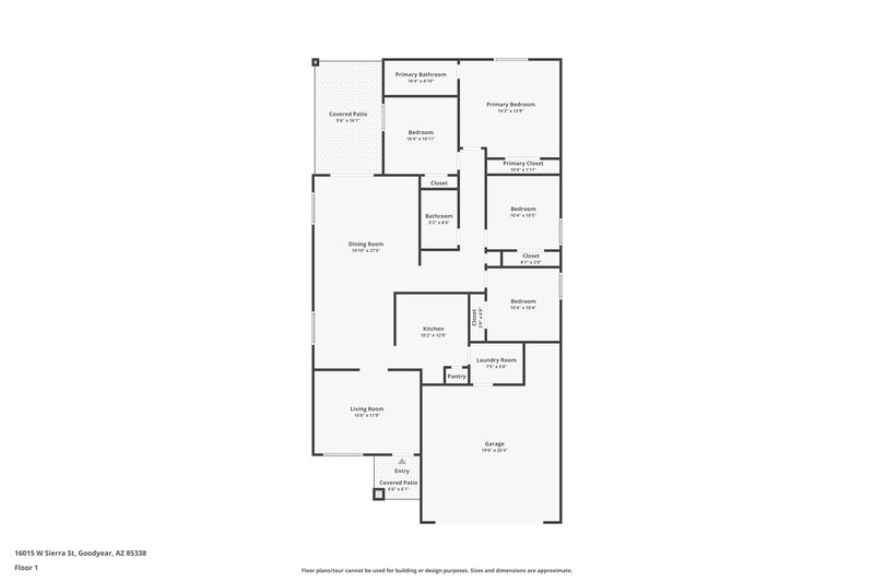 1,835/Mo, 16015 W Sierra St Goodyear, AZ 85338 Floor Plan View
