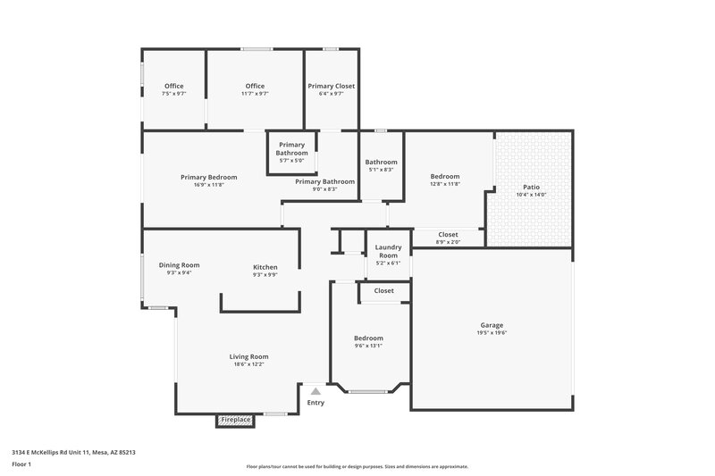1,990/Mo, 3134 E McKellips Rd #11 Mesa, AZ 85213 Floor Plan View