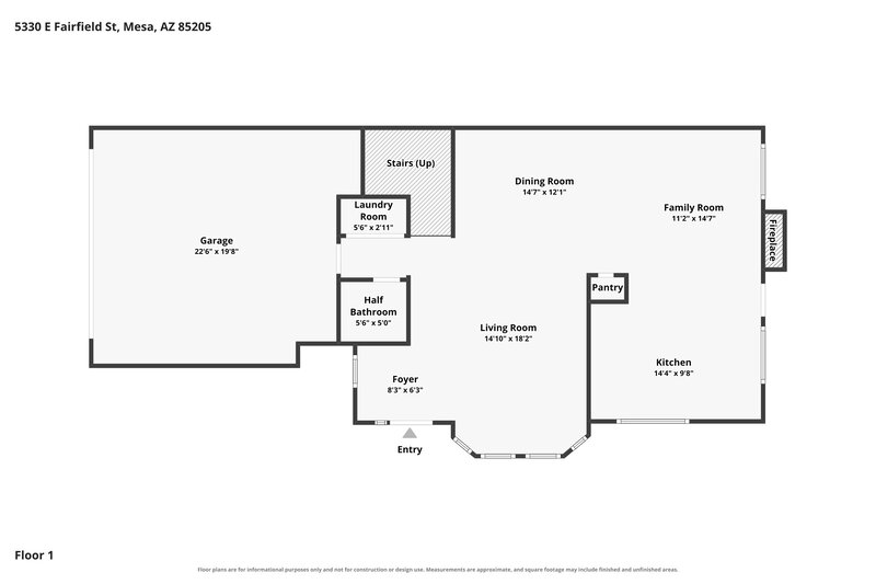 2,205/Mo, 5330 E Fairfield St Mesa, AZ 85205 Floor Plan View