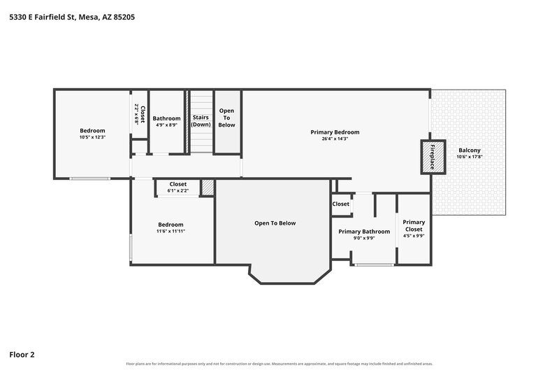 2,205/Mo, 5330 E Fairfield St Mesa, AZ 85205 Floor Plan View 2