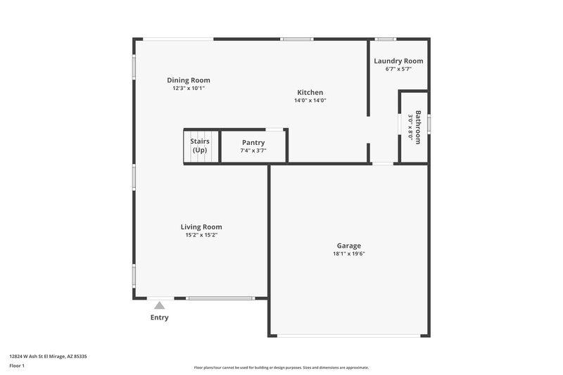 1,775/Mo, 12824 W Ash St El Mirage, AZ 85335 Floorplan View