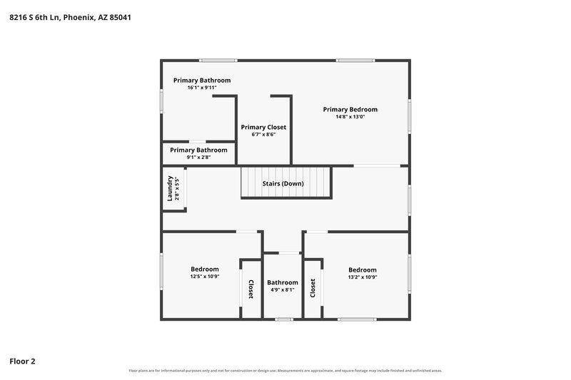 2,255/Mo, 8216 S 6th Ln Phoenix, AZ 85041 Floor Plan View 2