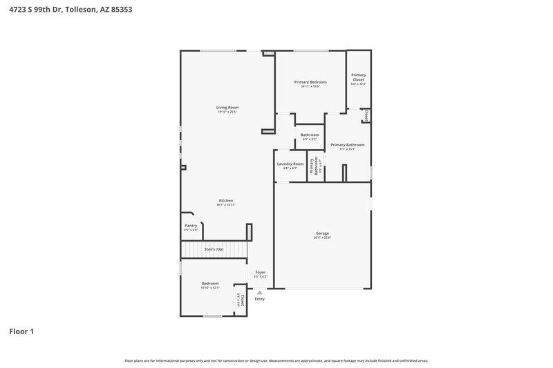 2,195/Mo, 4723 S 99th Dr Tolleson, AZ 85353 Floor Plan View