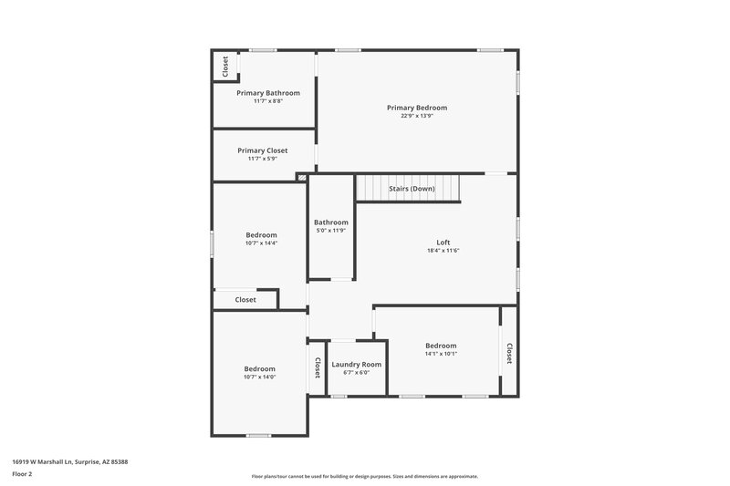 2,220/Mo, 16919 W Marshall Ln Surprise, AZ 85388 Floor Plan View 2