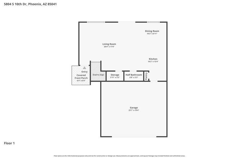 2,120/Mo, 5804 S 10th Dr Phoenix, AZ 85041 Floor Plan View