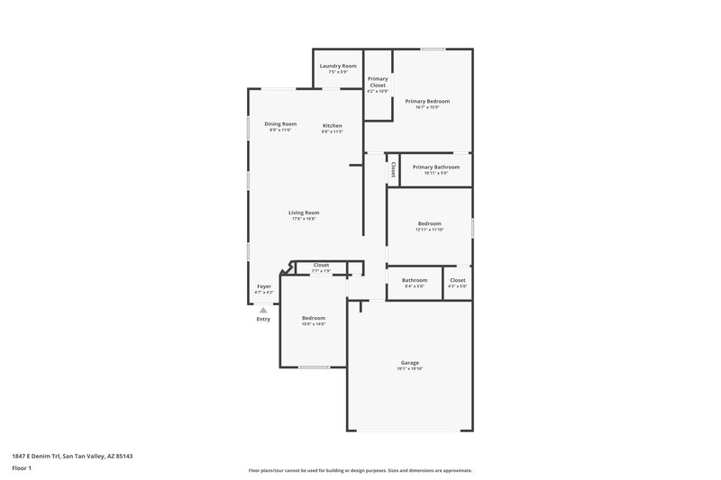 1,605/Mo, 1847 E Denim Trl San Tan Valley, AZ 85143 Floor Plan View