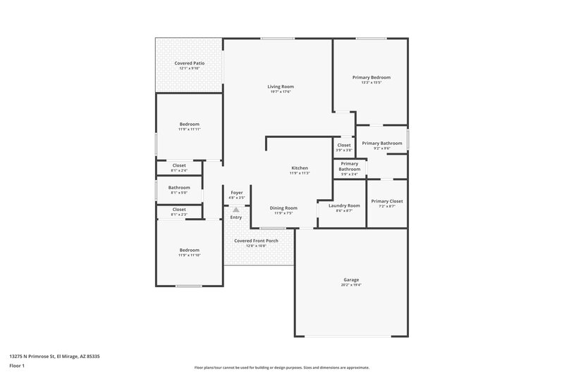1,790/Mo, 13275 N Primrose St El Mirage, AZ 85335 Floor Plan View