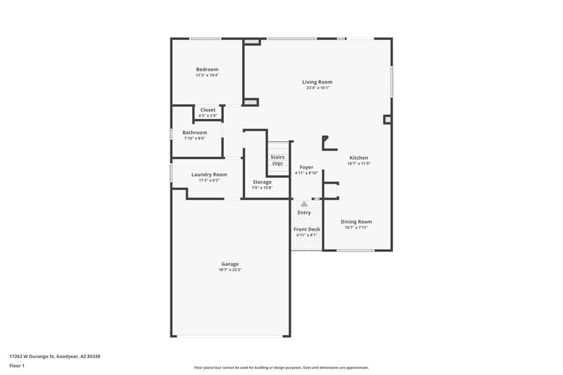 2,090/Mo, 17263 W Durango St Goodyear, AZ 85338 Floor Plan View