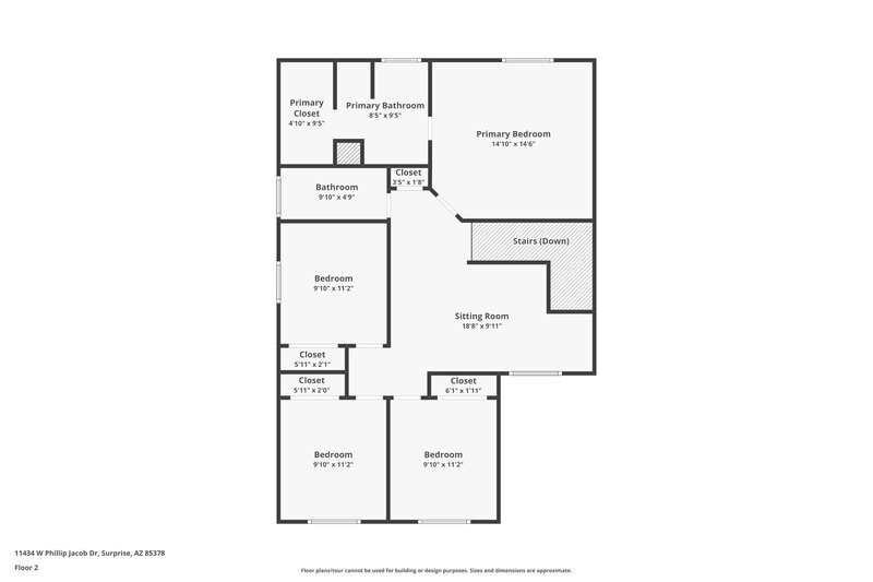 1,970/Mo, 11434 W Phillip Jacob Drive Surprise, AZ 85378 Floor Plan View 2