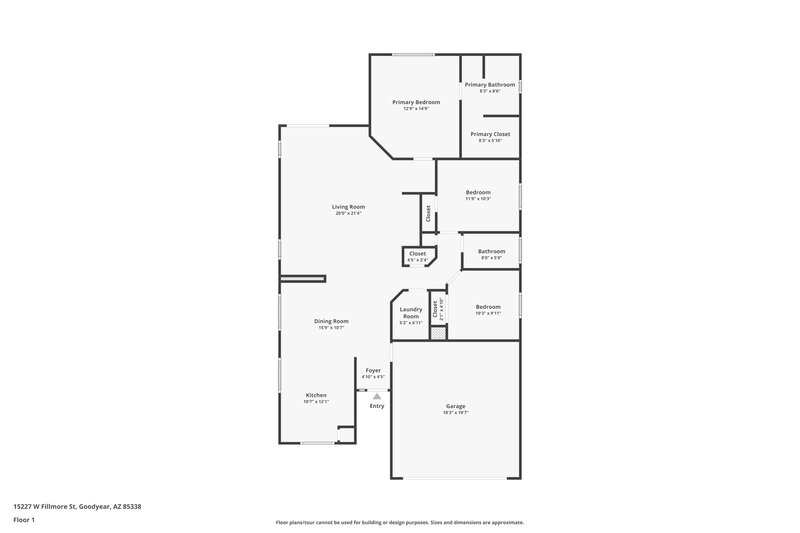 1,990/Mo, 15227 W Fillmore St Goodyear, AZ 85338 Floor Plan View