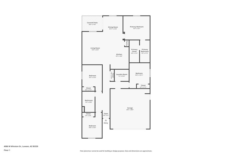 2,130/Mo, 4086 W Winston Dr Laveen, AZ 85339 Floor Plan View