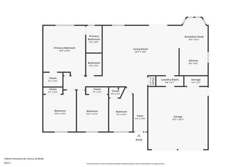 2,075/Mo, 7008 W Canterbury Dr Peoria, AZ 85345 Floor Plan View