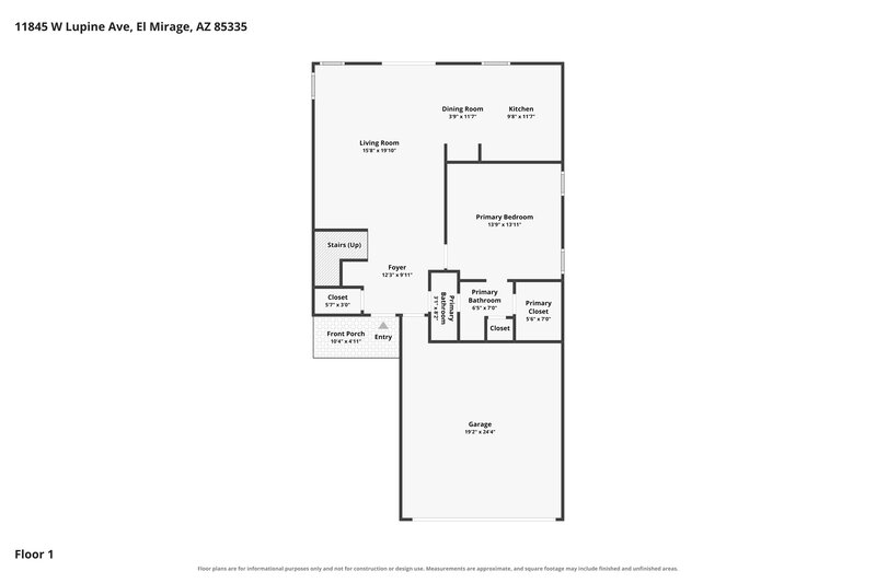1,960/Mo, 11845 W Lupine Ave El Mirage, AZ 85335 Floor Plan View