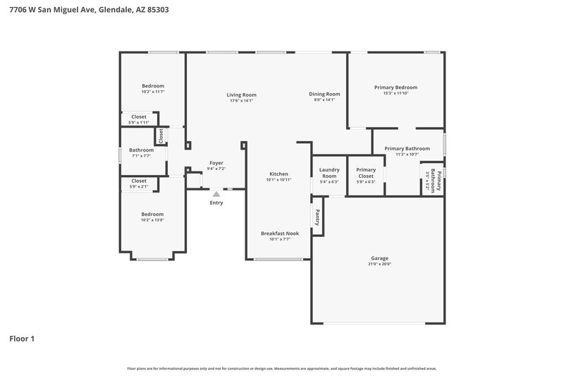 2,185/Mo, 7706 W San Miguel Ave Glendale, AZ 85303 Floor Plan View