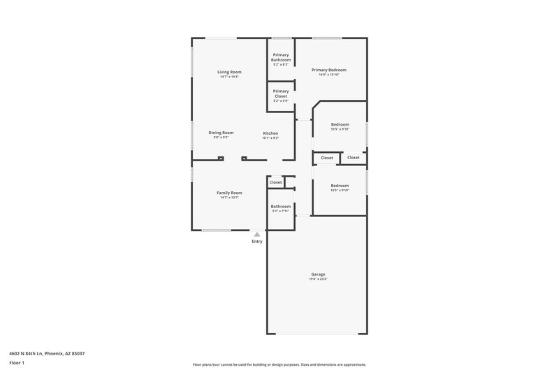1,955/Mo, 4602 N 84th Ln Phoenix, AZ 85037 Floor Plan View