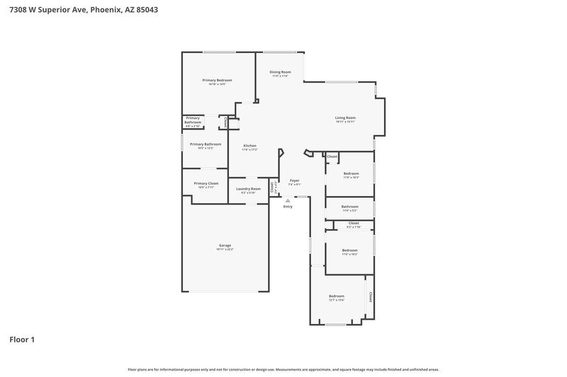 2,305/Mo, 7308 W Superior Ave Phoenix, AZ 85043 Floor Plan View