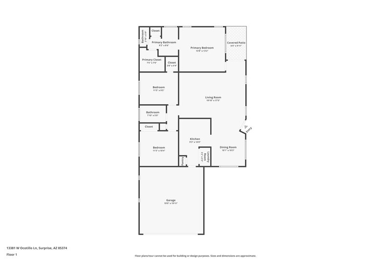 1,665/Mo, 13381 W Ocotillo Ln Surprise, AZ 85374 Floor Plan View