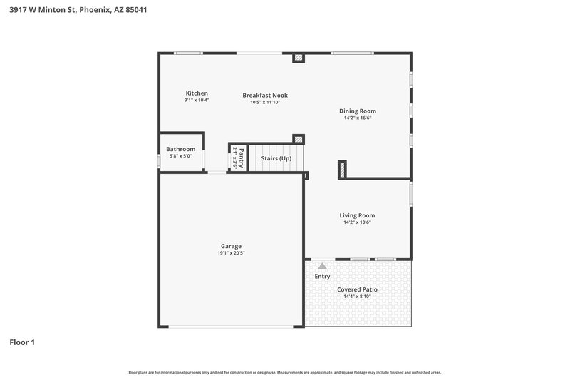2,090/Mo, 3917 W Minton St Phoenix, AZ 85041 Floor Plan View
