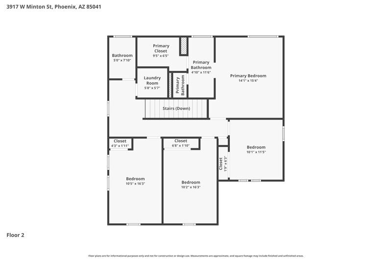2,090/Mo, 3917 W Minton St Phoenix, AZ 85041 Floor Plan View 2