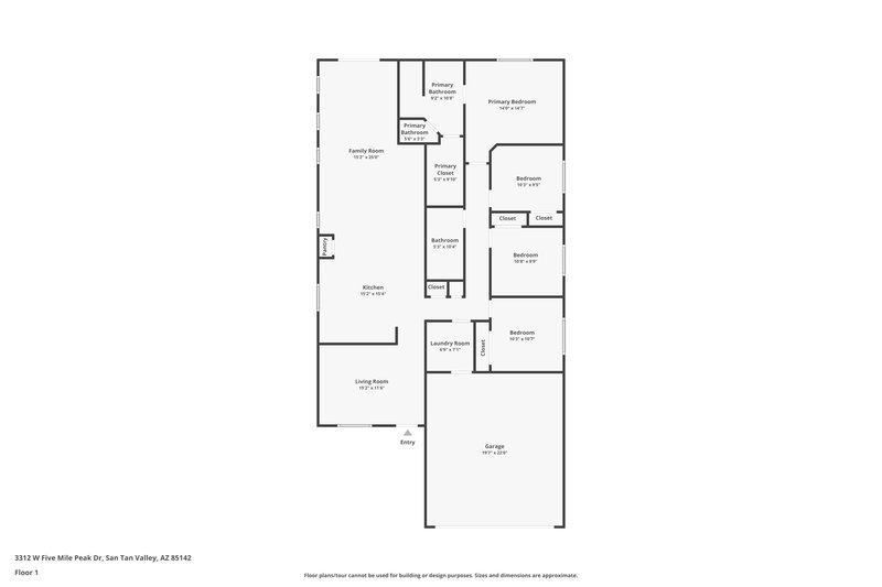 1,990/Mo, 3312 W Five Mile Peak Dr San Tan Valley, AZ 85142 Floor Plan View