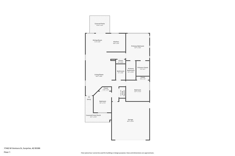 1,930/Mo, 17463 W Ventura St Surprise, AZ 85388 Floor Plan View