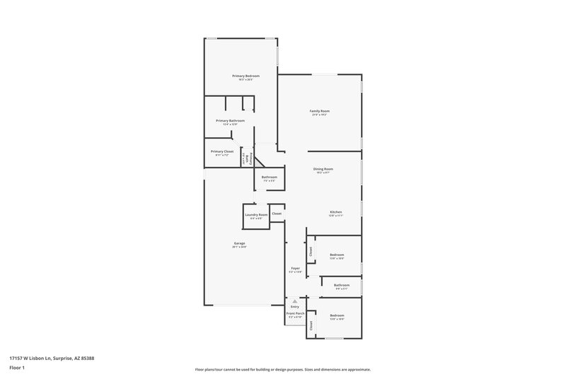 2,030/Mo, 17157 W Lisbon Ln Surprise, AZ 85388 Floor Plan View
