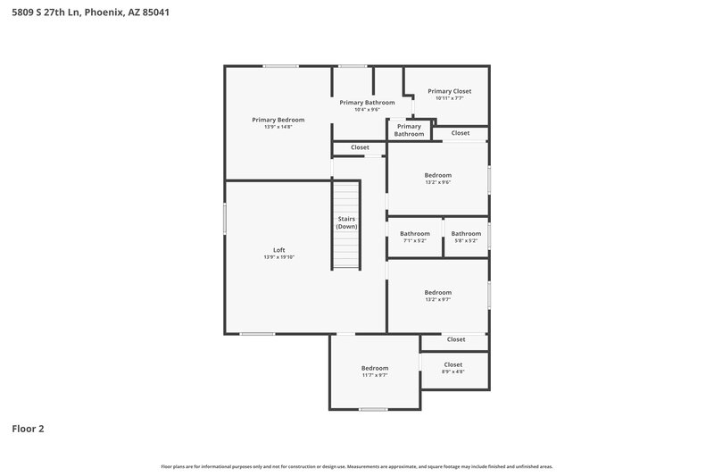 2,795/Mo, 5809 S 27th Ln Phoenix, AZ 85041 Floor Plan View
