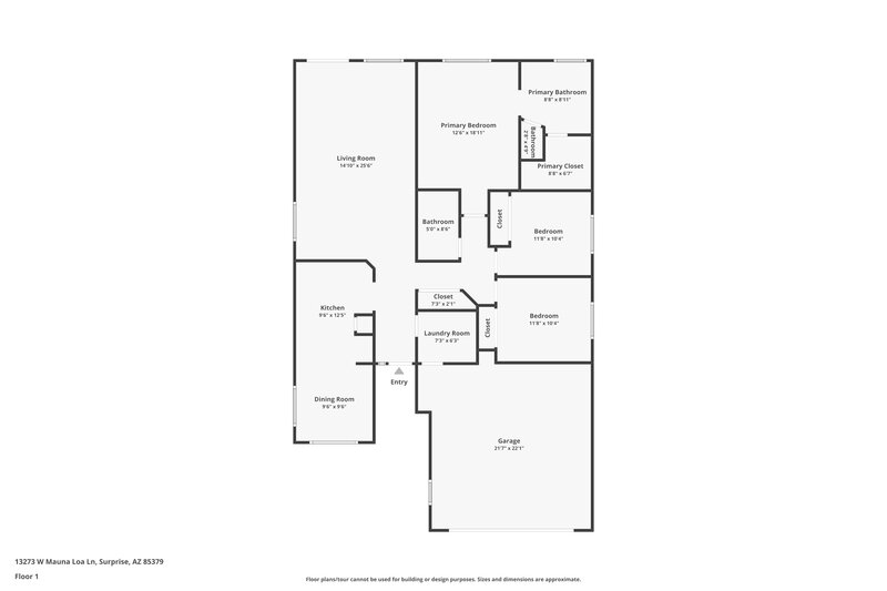 1,700/Mo, 13273 W Mauna Loa Ln Surprise, AZ 85379 Floor Plan View