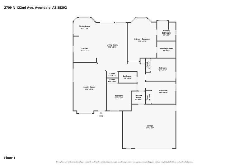 2,140/Mo, 2709 N 122nd Avenue Avondale, AZ 85392 Floor Plan View