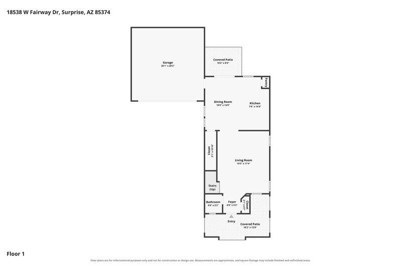 2,020/Mo, 18538 W Fairway Dr Surprise, AZ 85374 Floor Plan View 2
