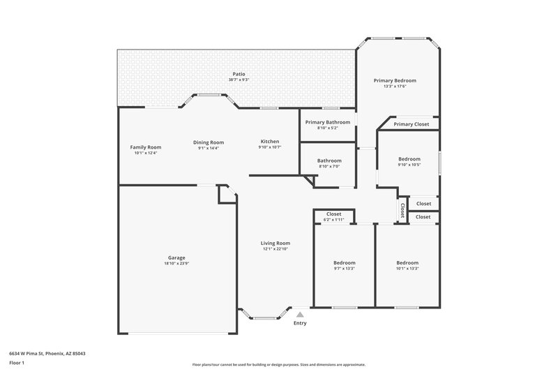 2,095/Mo, 6634 W Pima Street Phoenix, AZ 85043 Floor Plan View