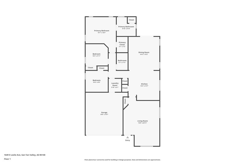 1,890/Mo, 1649 E Leslie Ave San Tan Valley, AZ 85140 Floor Plan View