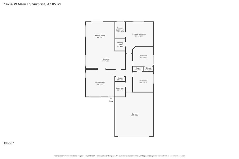 1,785/Mo, 14756 W Maui Ln Surprise, AZ 85379 Floor Plan View