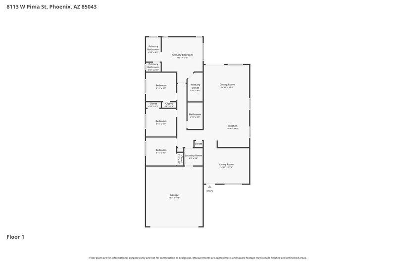 2,200/Mo, 8113 W Pima St Phoenix, AZ 85043 Floor Plan View