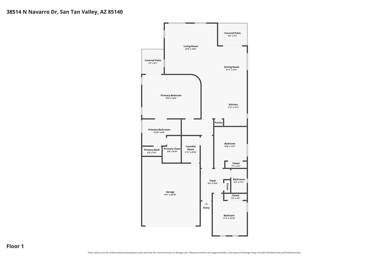 1,885/Mo, 38514 N Navarro Dr San Tan Valley, AZ 85140 Floor Plan View