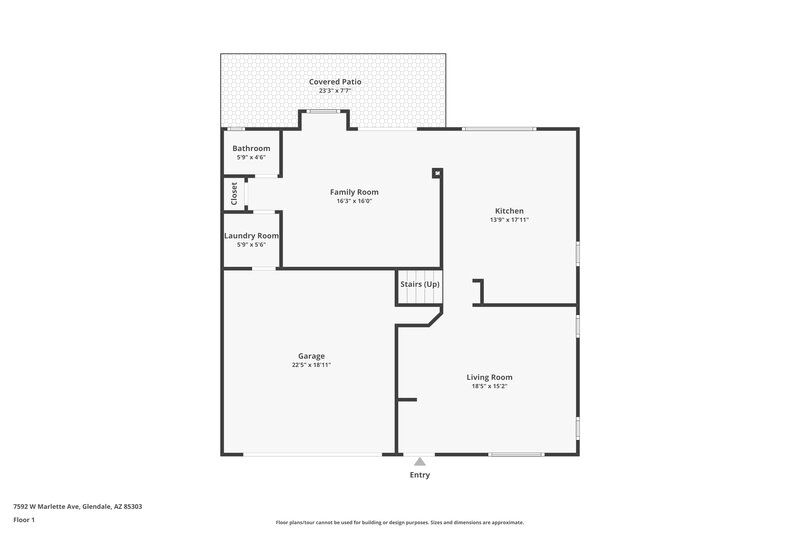 2,060/Mo, 7592 W Marlette Ave Glendale, AZ 85303 Floor Plan View