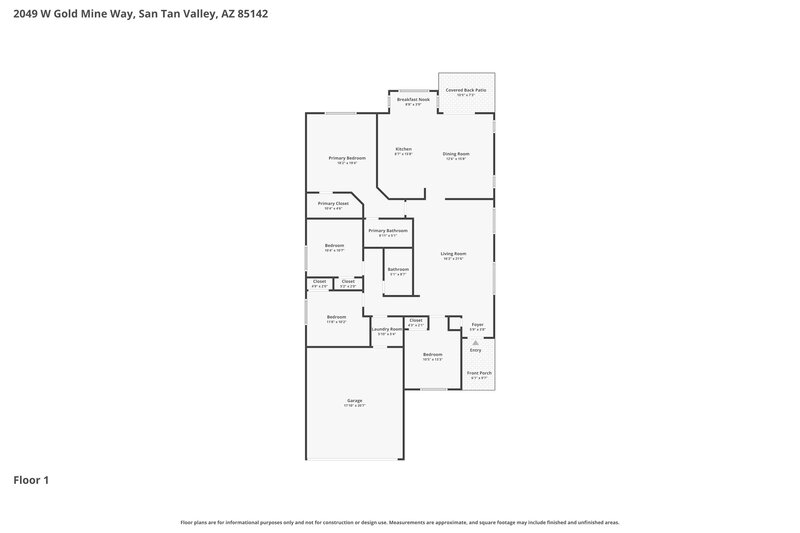 2,025/Mo, 2049 W Gold Mine Way San Tan Valley, AZ 85142 Floor Plan View