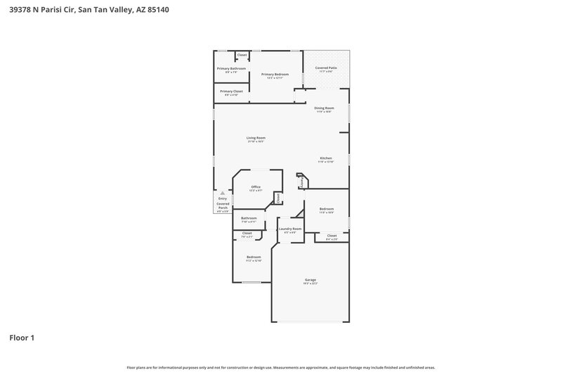 2,285/Mo, 39378 N Parisi Cir San Tan Valley, AZ 85140 Floor Plan View