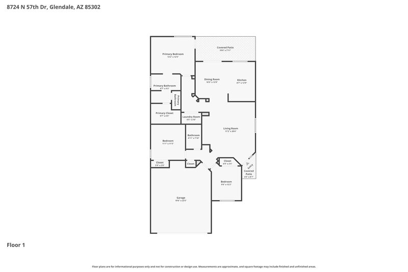 2,220/Mo, 8724 N 57th Dr Glendale, AZ 85302 Floor Plan View