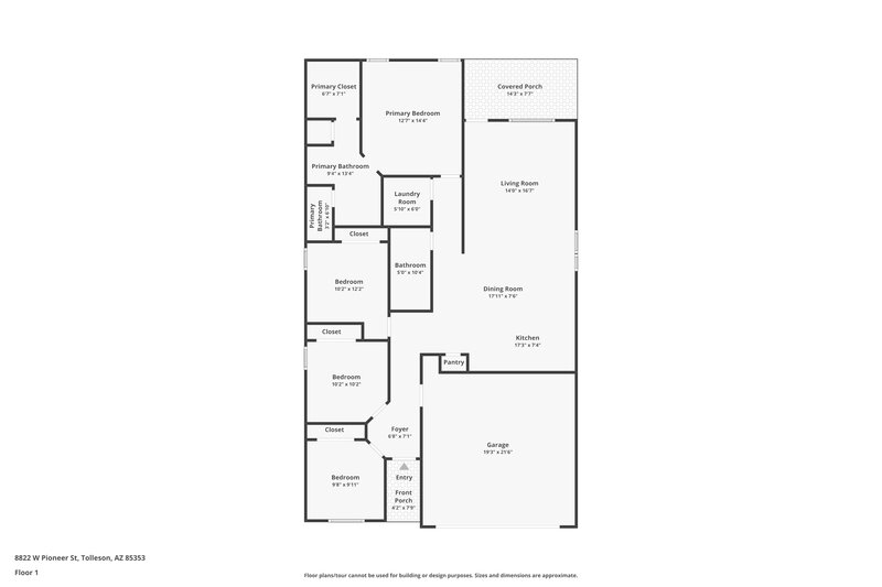 1,915/Mo, 8822 W Pioneer St Tolleson, AZ 85353 Floor Plan View