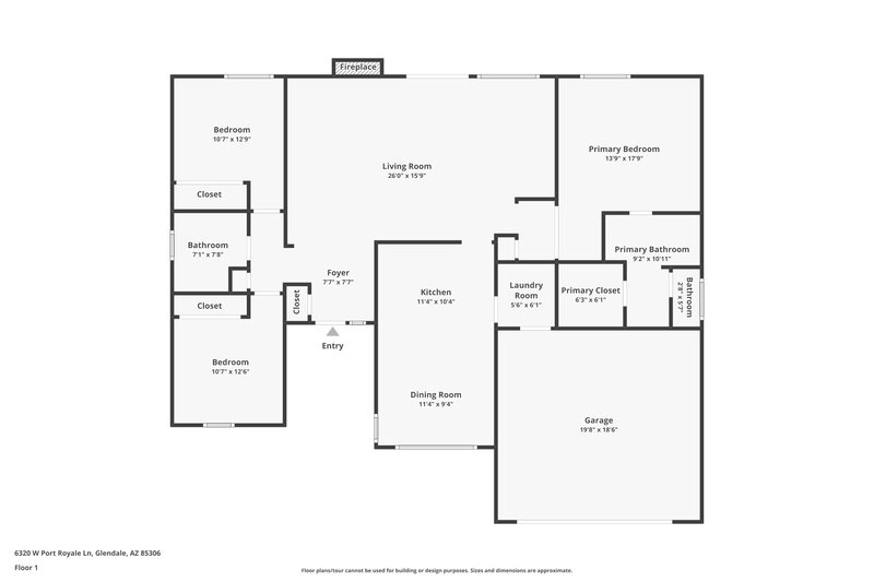 1,950/Mo, 6320 W Port Royale Ln Glendale, AZ 85306 Floor Plan View