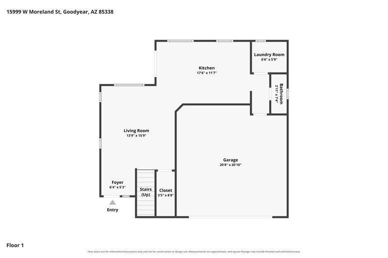 2,000/Mo, 15999 W Moreland St Goodyear, AZ 85338 Floor Plan View