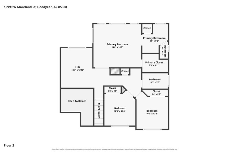 2,000/Mo, 15999 W Moreland St Goodyear, AZ 85338 Floor Plan View 2